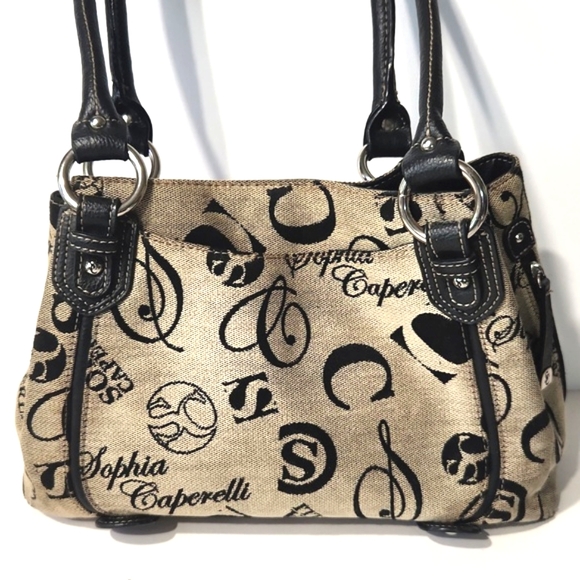 Sophia Caperelli Signature Fabric Leather Trim Shoulder Bag - Picture 3 of 16